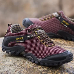 Men's Summer Breathable Air Mesh Hiking Shoes Antiskid Hunting Comfortable Trendy Sneakers Male Moutain Trekking Boots