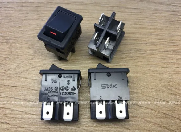 [VK] JAPAN SMK JA36 2 gear type switch 4 pin button double knife switch 6A 125VAC 4A 250VAC ON-OFF Toggle switch