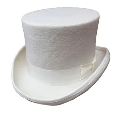 Off White Wool Felt  Low Short  Top Hat Topper For Men Women