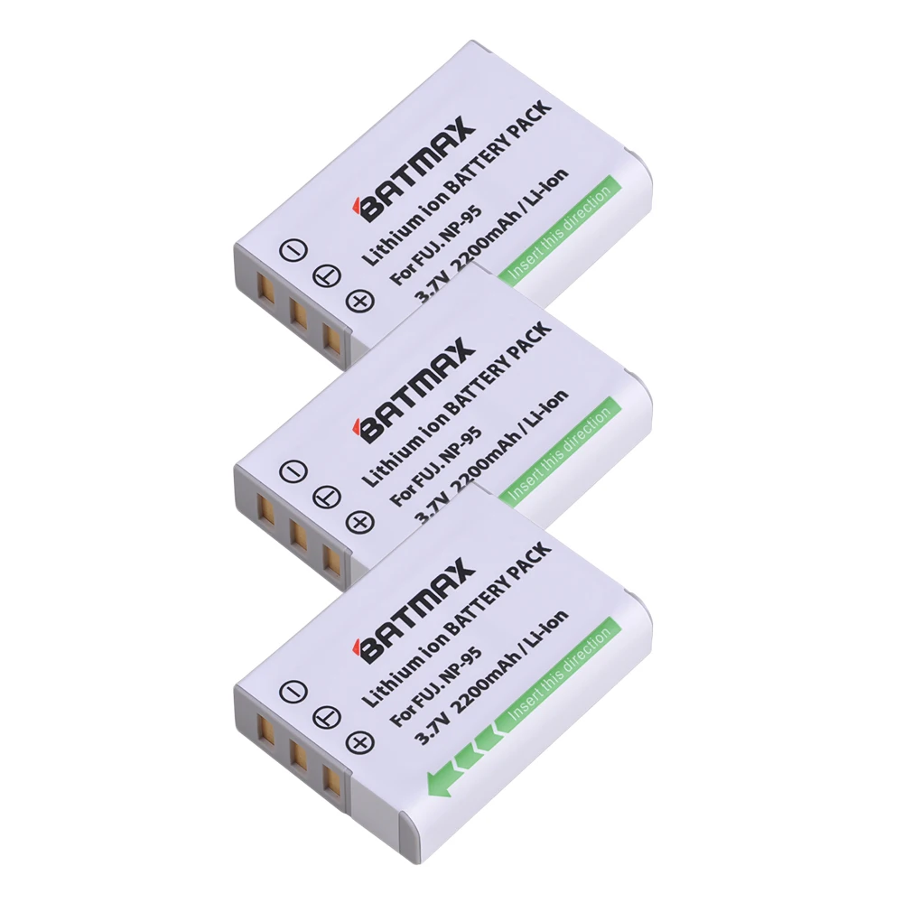 Batmax 3Pcs 2200mAh NP-95 NP 95 Rechargeable Battery for Fujifilm X30 X100 X100S X100T XS1 Fujifilm FinePix F30 F31 3D W1