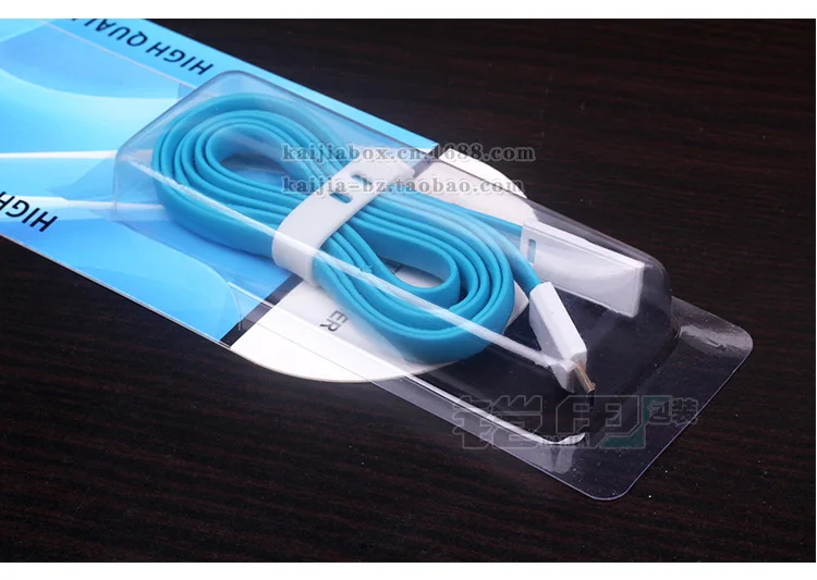 

300 pcs Wholesale Simple PVC Retail Packaging Box Package For Cell Phone USB Cable for iPhone 5s 6 Galaxy s4 note 3 1m Cable