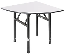 

Folding1/4 round banquet table,Plywood 18mm with PVC(White)top,steel folding leg,2pcs/carton,fast delivery