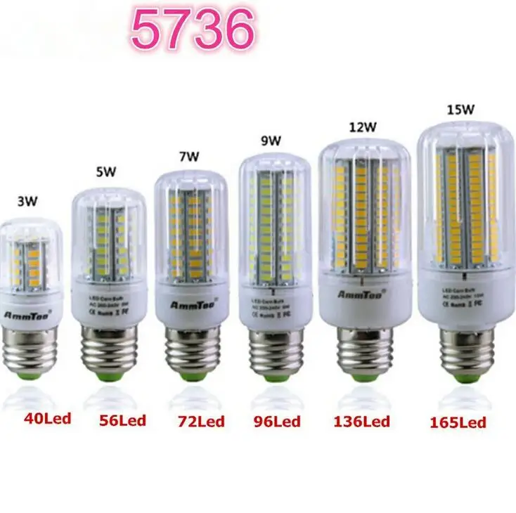 Ultra Bright 3W 5W 7W 9W 12W 15W Led Lamp AC 220V E27 E14 5736 SMD Energy Efficient LED Corn Bulb Home Christmas Decoration