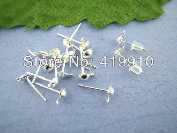 

Free Shipping-200 Pairs Silver Plated Earring Post 12mm M00346