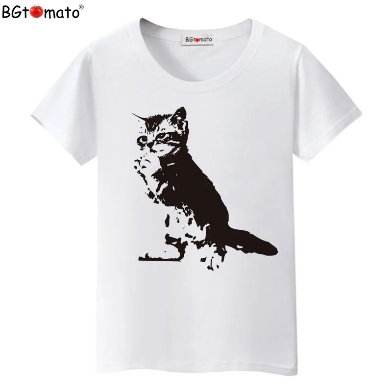 BGtomato T-shirt Original brand Black cat Shirts women hand printed 3D Tops women Lovely cute kawaii tees