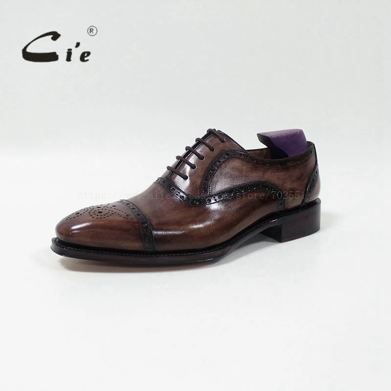 Cie a medida para hombre, medallón semibrogue hecho a mano con punta cuadrada, 100% cuero de becerro genuino, zapato Oxford Goodyear, OX-09