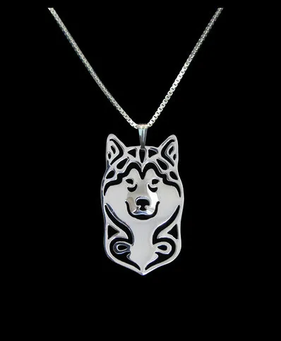 Handmade Boho Chic hippie Alaskan Malamute necklace fashion Alaskan Malamute dog jewelry golden two color plated 12pcs/lot