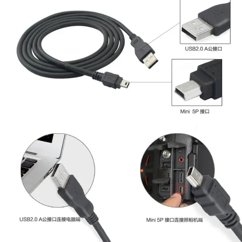 1 pcs 50/80 cm Length Black USB 2.0 A Male to Mini USB B Male Cable Adapter 5P OTG V3 Port Adapter Usb Extension Charging Cable