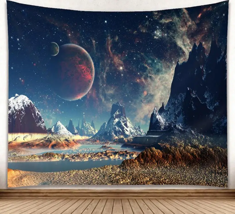 Cosmic Galaxy Starry Sky Tapestry Forest Sun Rays Woods Foliage Print Wall Hanging Home Decor Beach Towel Scarf Picnic Yoga Mat