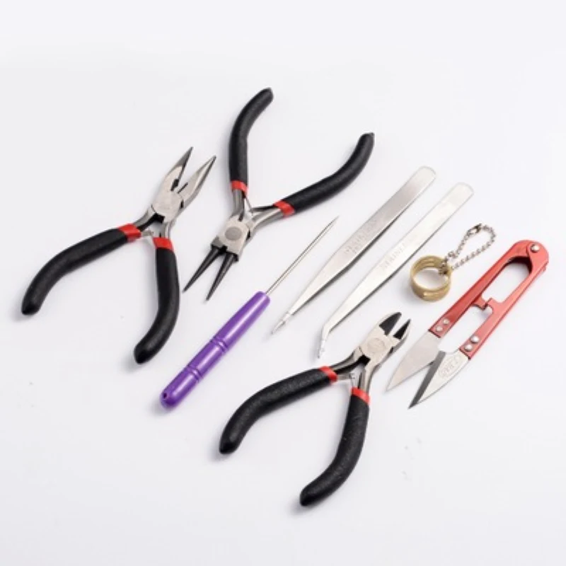 

8PCS/Set Mini Black Bent Crimping Pliers For DIY Beading Jewelry Making Pliers Fit Tools