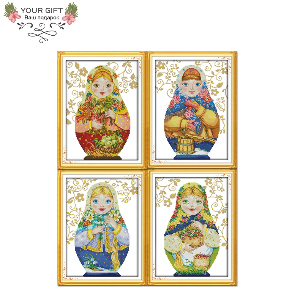 

Joy Sunday Matryoshka Russian Doll Needlepoint Cross Stitch, Home Decor, C217(5), C218(6), C219(7), C220(8), 14CT, 11CT