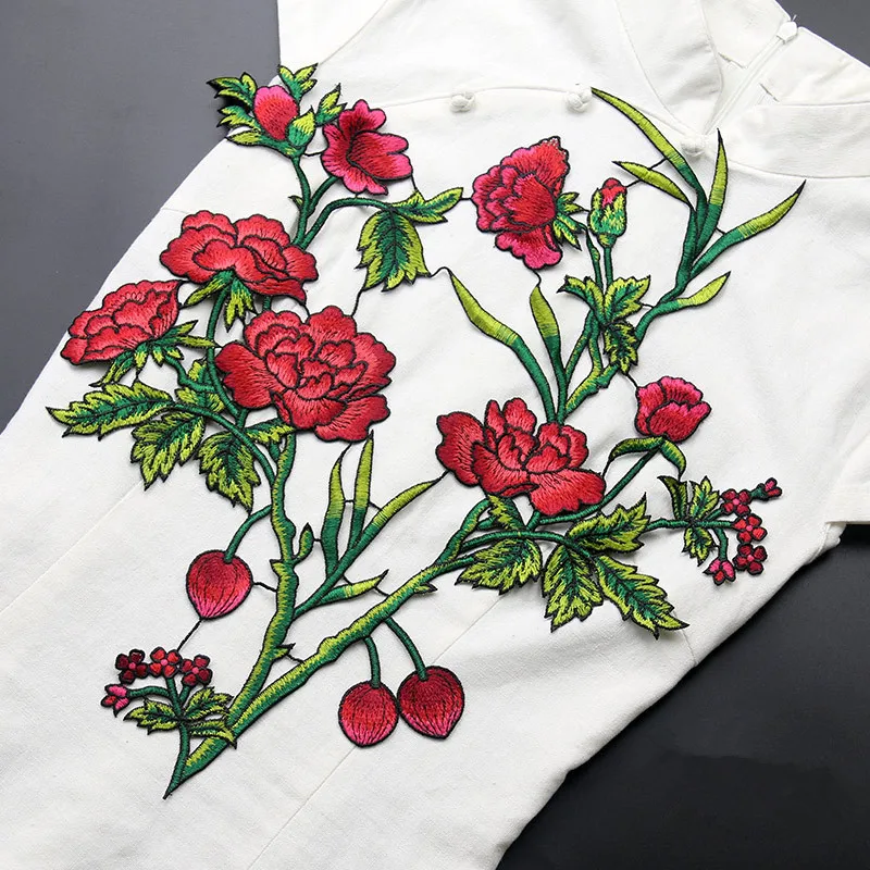 

Embroidered Large Carnation Flower Clothes Patch Element Design DIY Decorative Accessories Hand Soft Sew On Patch