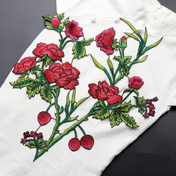 Embroidered Large Carnation Flower Clothes Patch Element Design DIY Decorative Accessories Hand Soft Sew On Patch