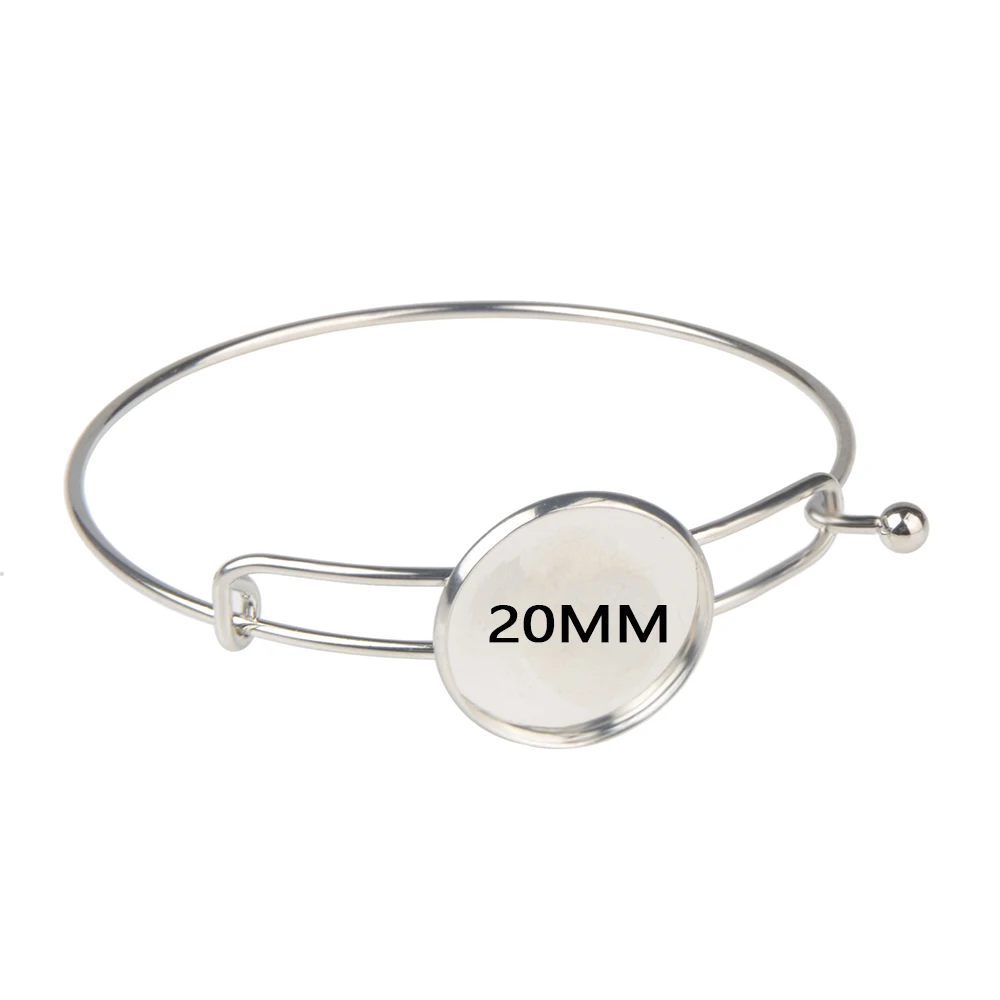 LFPU 20MM Blank Bangle Base Opened Cuff Bangle Jewelry Accessories Cabochons Cameo DIY Bracelets Wholesale