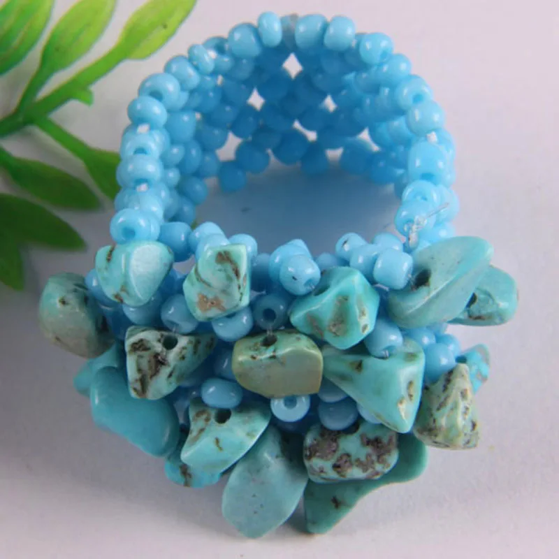 Coral/Lapis/Quartz/Agate/Crystal/Sodalite/Turquoise/Opal/Garnet Elastic Finger Ring Stretch Size 8-9 Jewelry For Woman Gift