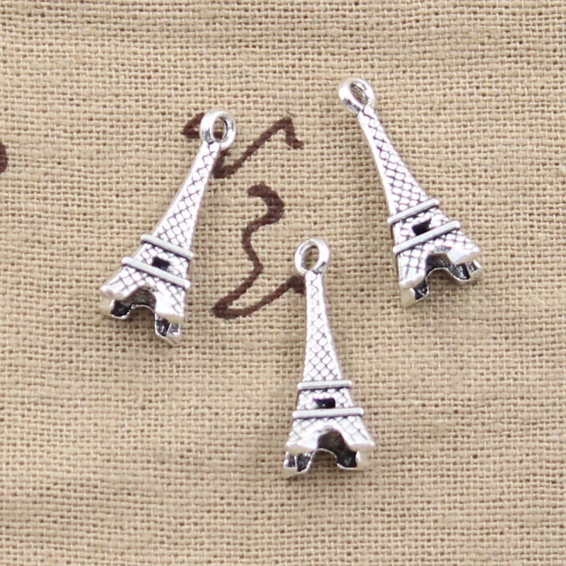 15pcs Charms 3D Eiffel Tower Paris 23x9x9mm Antique Making Pendant fit,Vintage Tibetan Silver color,DIY Handmade Jewelry