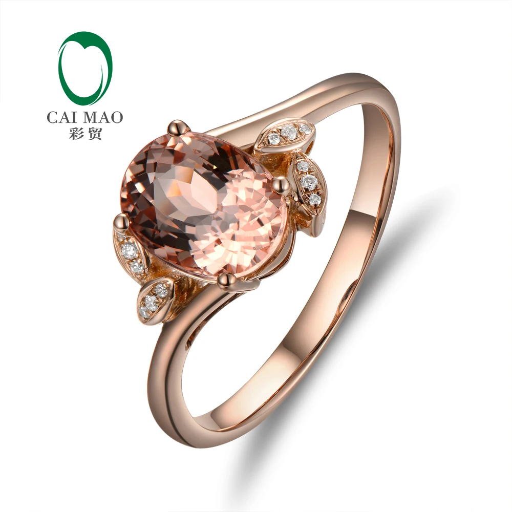 

New Arrival 14K Rose Gold 2.18CT 7x9mm Oval Morganite Pave Diamond Engagement Ring