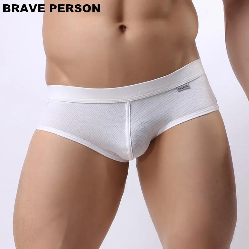 BRAVE PERSON Soft Nylon Underwear Men Boxers Briefs Mesh Breathable Elastic Sexy Boxers High Quality Male Panties Boxershorts