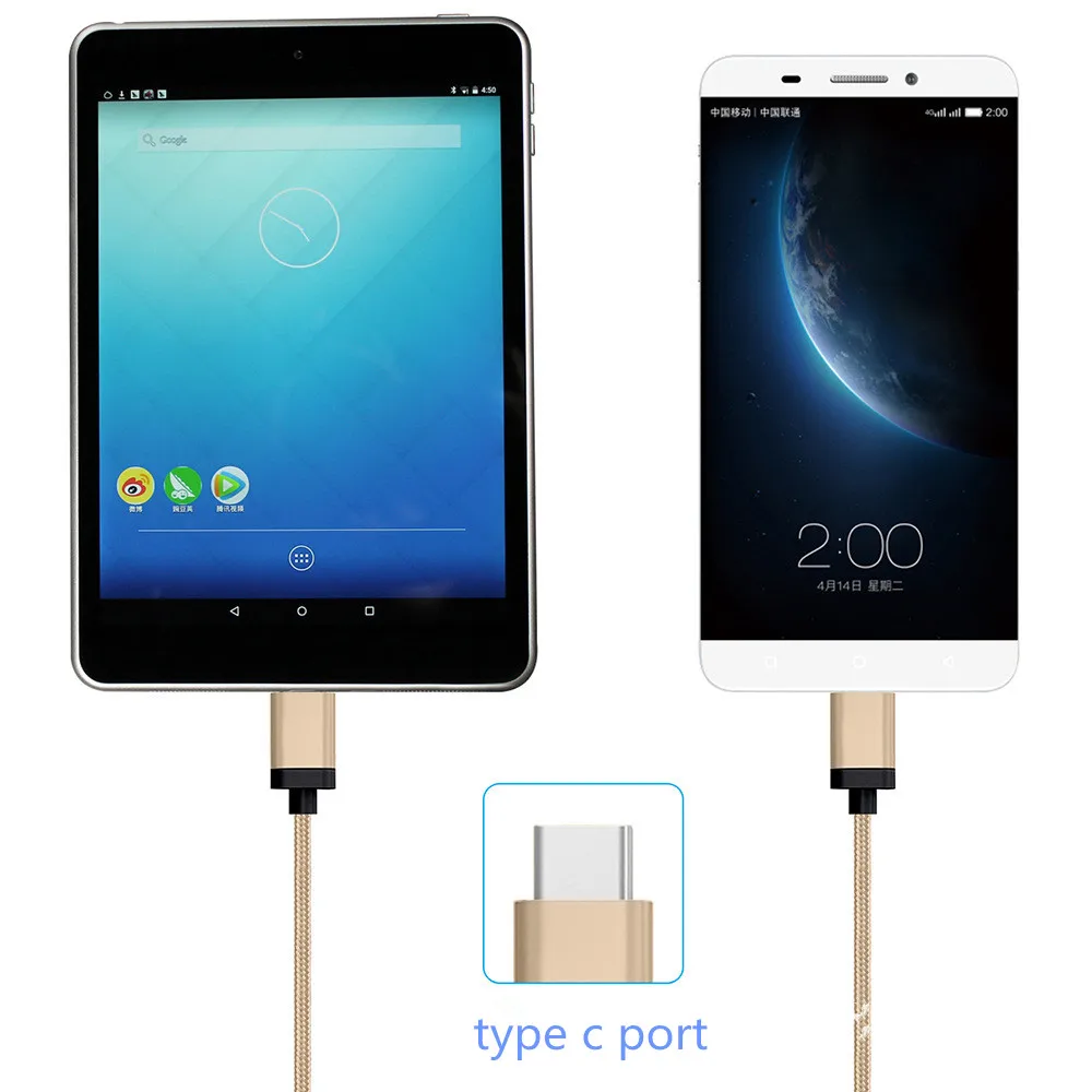 USB نوع C سريع شحن usb النايلون جديلة الحبل ل Xiaomi مي a1 5/5s هواوي p10 p20 زميله 10 لايت axon pro 7 النوبة z11/البسيطة s lg