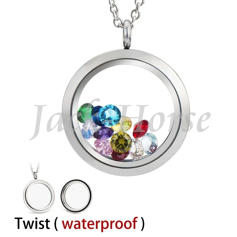 Water Proof  316L Stainless Steel 20mm 25mm 30mm glass memory  floating locket living locket floating charm locket