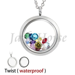 Water Proof  316L Stainless Steel 20mm 25mm 30mm glass memory  floating locket living locket floating charm locket