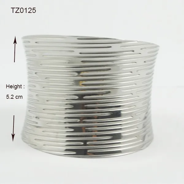 Engraving Wave Pattern Silver Color Wide Bracelet Cuff Bangle Stainless Steel Women Grils Fashion Jewelry 1PCS