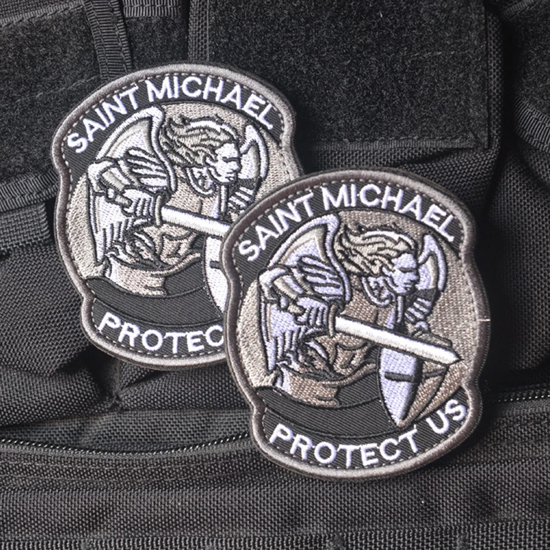 Saint Michael Schützen Uns Patch Saint Michael Taktische Kampf 3D Bestickt Abzeichen für kappe Applique Military Armband Patch