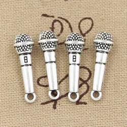 10pcs Charms Microphone 25x7mm Antique Making Pendant fit,Vintage Tibetan Bronze Silver color,DIY Handmade Jewelry