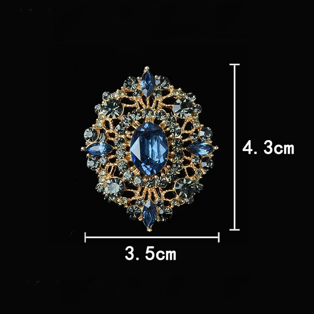 2pcs/lot Blue Rhinestones Buttons Metal Flatback DIY Decorative for Brooch Pin Dress Coat Bag Alloy Badge Wedding Accessories