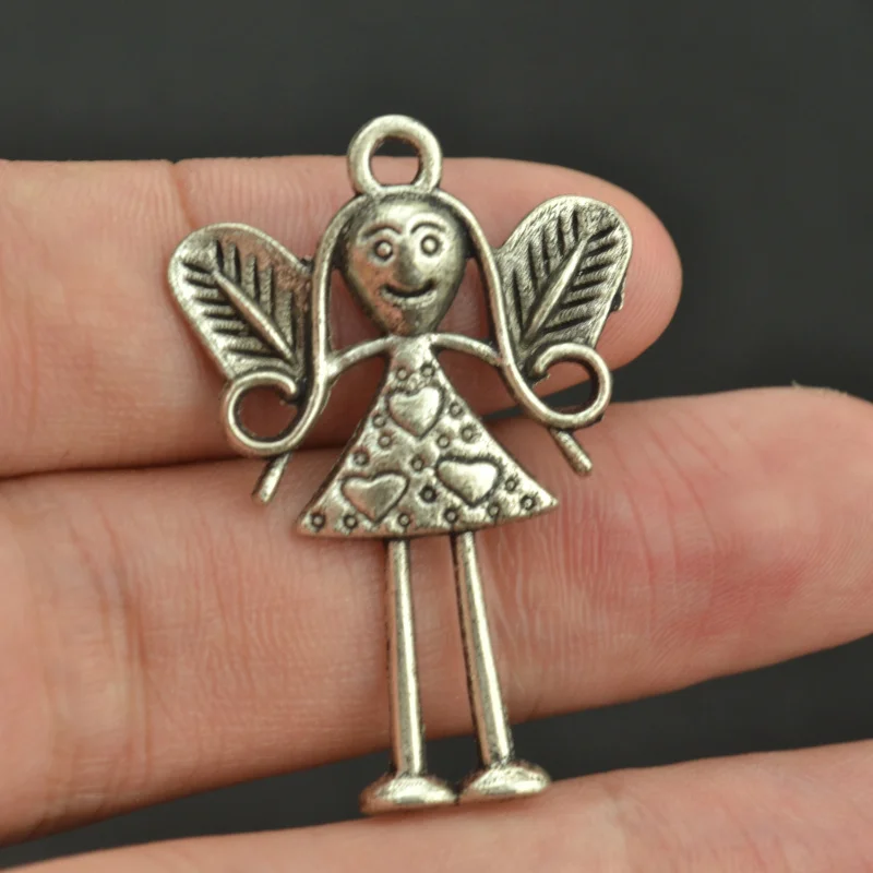 Free Shippin 10 pcs 36*24 mm antique silver color Alloy  angel charms Pendant Jewelry Findings I211