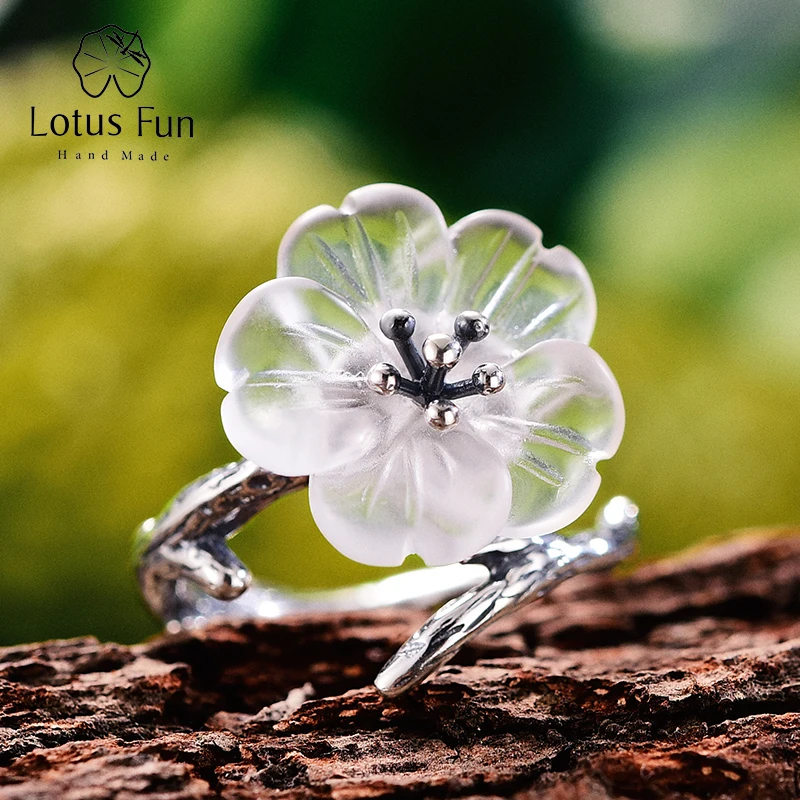 Lotus Fun Real 925 Sterling Silver Natural Handmade Fine Jewelry Flower in the Rain Ring Open Rings for Women Female Bijoux