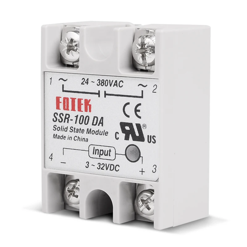 220V Relay Industrial Solid State Relay SSR 3-32V DC Input and 24-380VAC Output 100 DA  100A AC Output Load SSR-100DA