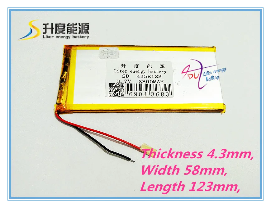 best battery brand [L096] 4358123 3.7V,3800mAH 4060125 PLIB (polymer lithium ion battery) Li-ion battery for tablet pc,power ba