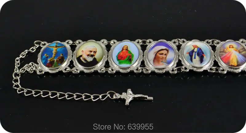 NEW DESIGN INRI Cross Rosary Beads Alloy Charm Bracelet JESUS SAINTS Maria Angel Catholic Christian Fashion Religious Jewelry