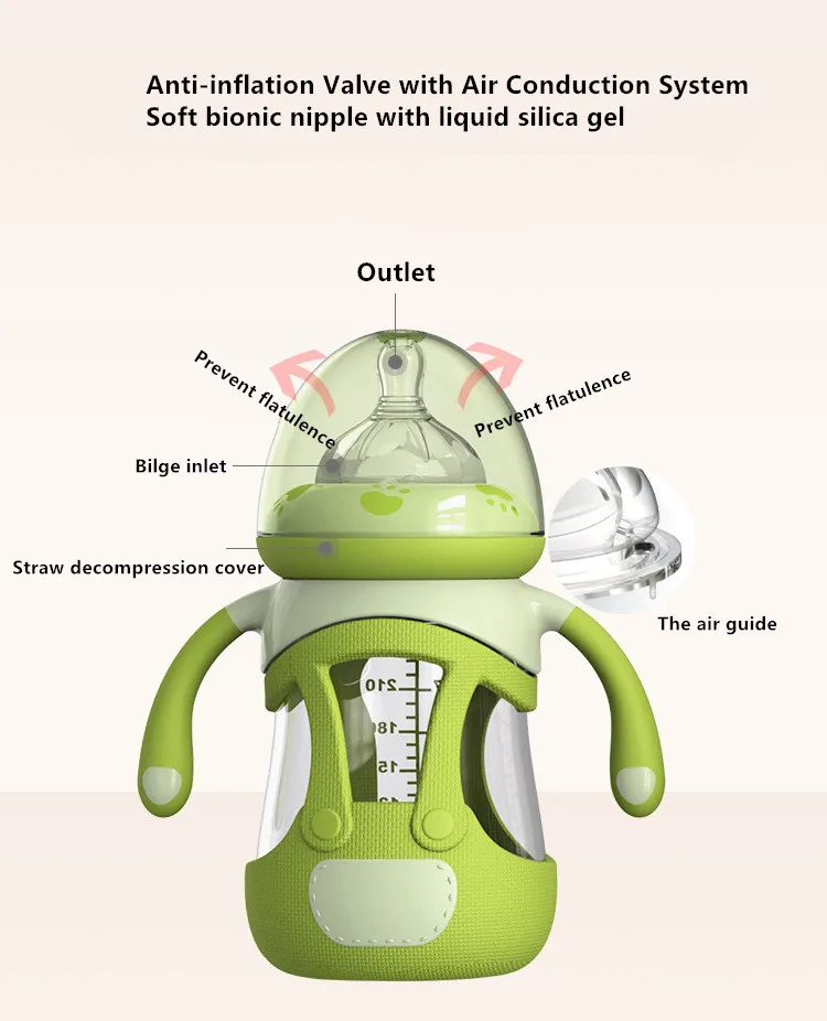 YOOAP 240 мл стеклянная бутылочка для кормления детей силиконовая полностью автоматическая бутылочка для ухода за новорожденными детские бутылочки мамадейра
