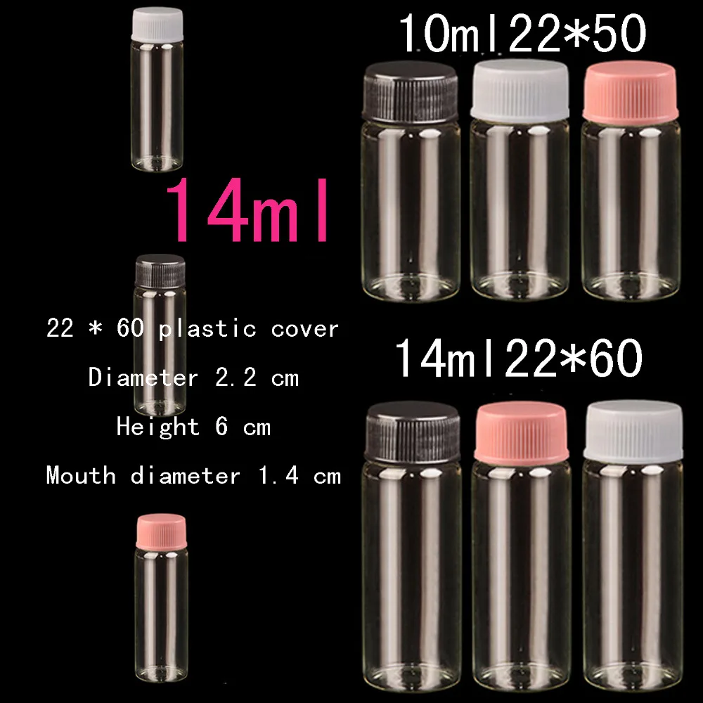 

wholesale 200pcs/lot 14ml (22*60*14mm) Diameter 22 mm transparent plastic cover glass bottle ,wishing bottle