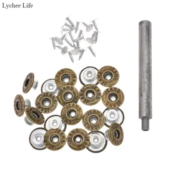 Lychee Life 20pcs Metal Jeans Tack Snap Button Stud Rivet NO-SEW Handmade Pants Clothes Accessories