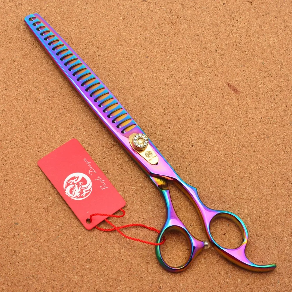 

619# 8.0'' Brand Purple Dragon Professional Hairdressing Scissors JP 440C Barber's Cats Dogs Pets Thinning Scissors Hair Shears