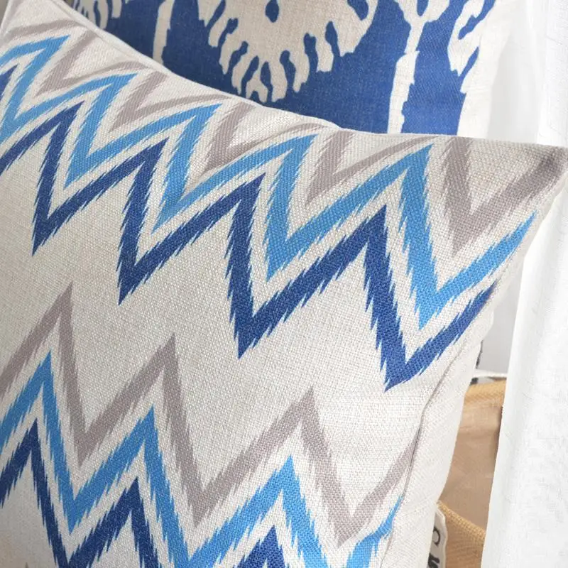 Europe geometric pillow  Blue abstract geometric cushion  Linen pillowcase sofa cushions home decorative Pillows