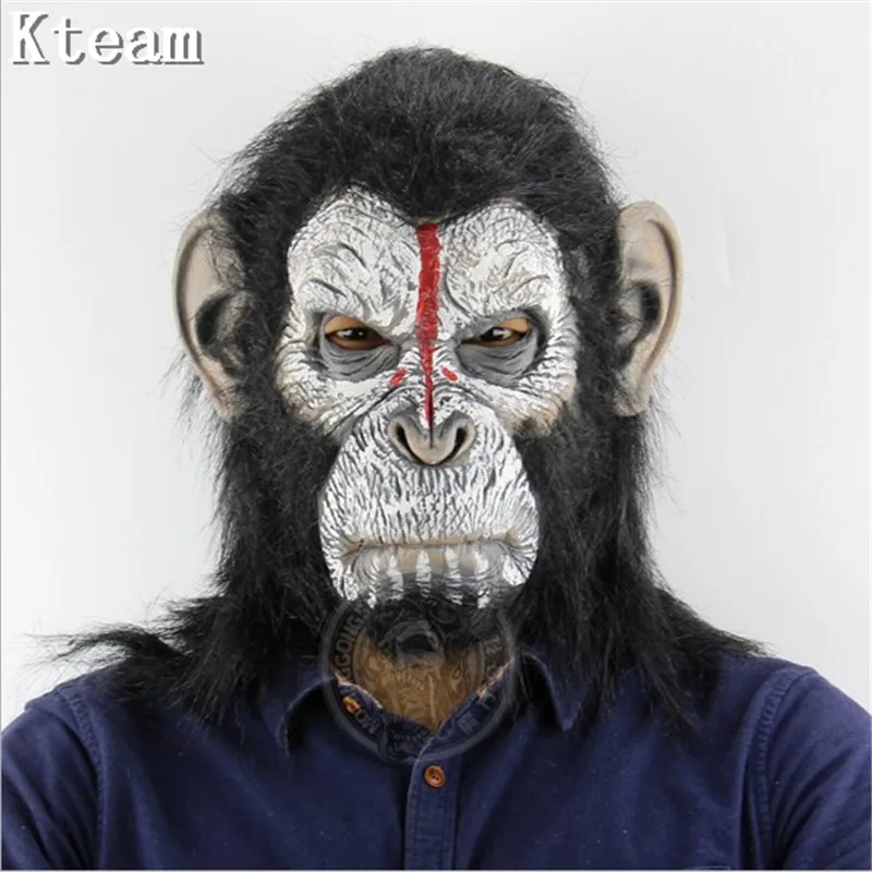 2018 Hot King Kong Planet of the Apes Gorilla Mask hood Gorillas Overhead Monkey Latex Animals Masks Blood Scary Halloween Party