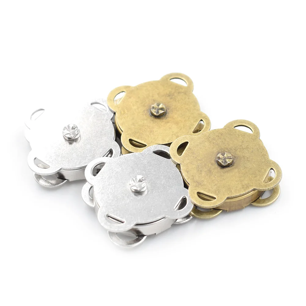 (10 Sets) 14/18 MM Magnetic Button Snaps Fastener Strong Clasp Plum Blossom Shape Magnet Buckle Rivet