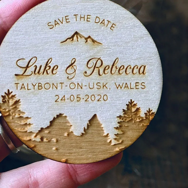 Wooden Save the Date Magnets, Save the Date, to Provide Guests with Wedding Souvenir Decoration