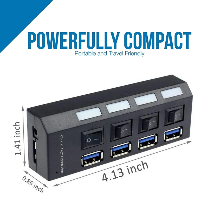 USB 3,0 Hub Splitter 4 7 Ports Multi LED Schalter High Speed Tragbare Power Adapter Zubehör Notebook Laptop PC für macbook