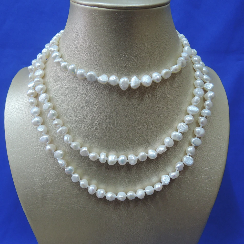 100% NATURE FRESHWATER PEARL LONG NECKLACE-120 CM long pearl necklace,7-8 mm pearl