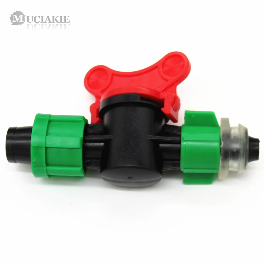 MUCIAKIE 5PCS DN16 Valve Switch Double Locks for Connecting Irrigation Drip Tape PE PVC Pipe Tube Barbed By-pass