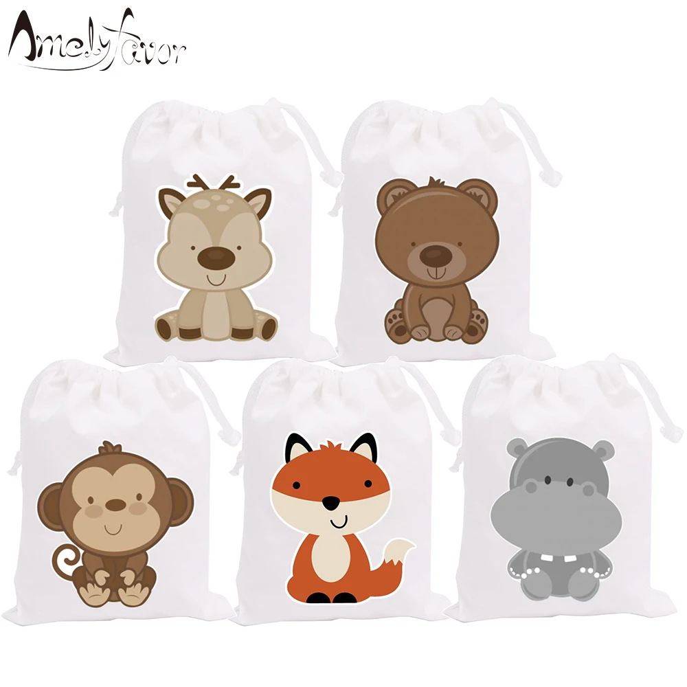 Woodland Animals Theme Party Favor Bags Monkey Fox Gift Bag NO.2 Woodland Animal Baby Shower Birthday Party Decorations Supplies