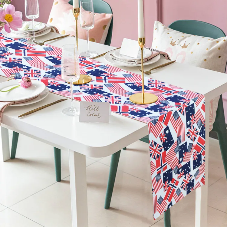 

180x30cm Fashion Home Cotton Table Runner Nation Flag Table Cover and Placemat Home Decor