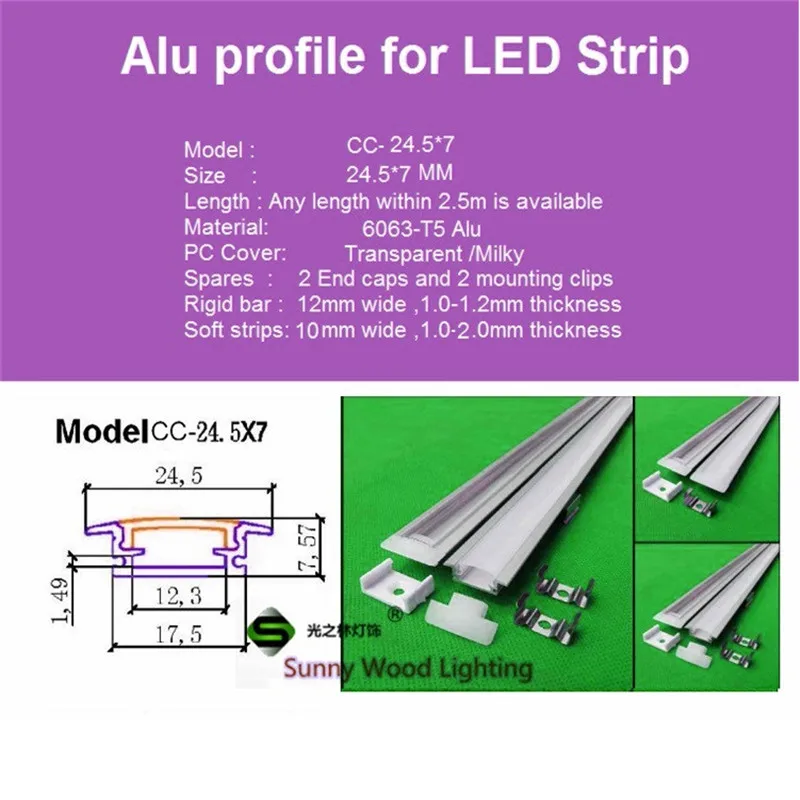 2Meters/10Pcs Aluminum Profile 2m Led Bar Light With 5050 Strip Built In 12mm Pcb Channel Housing