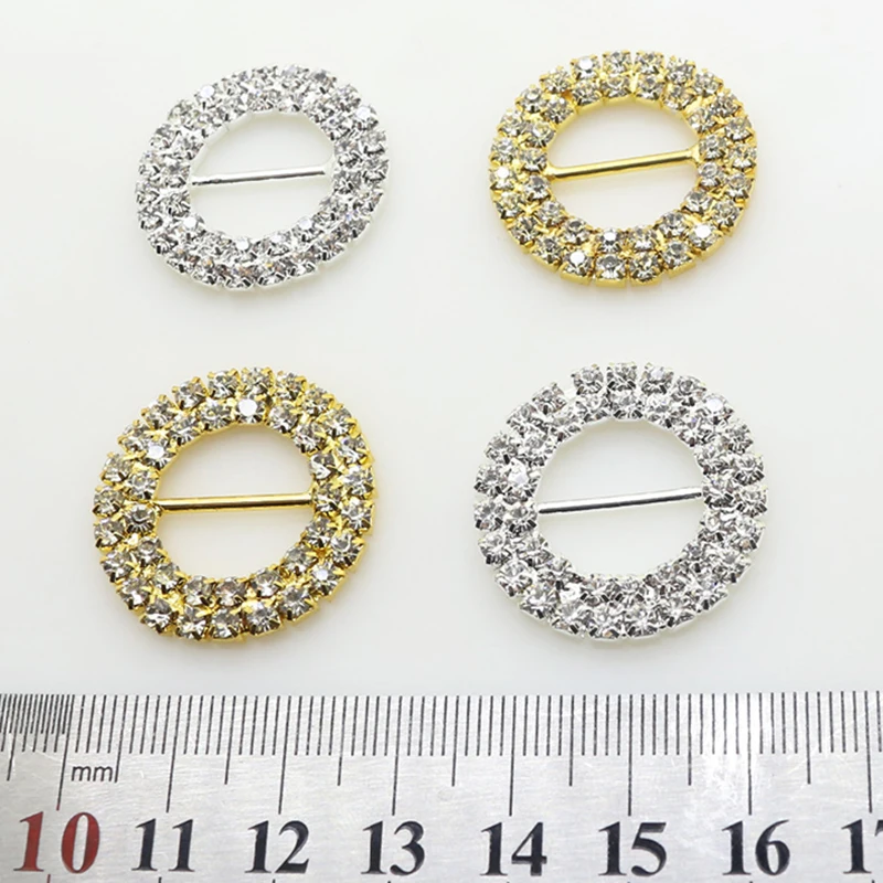 ZMASEY 10pcs/lot 26mm Metal Diamond Buckle Wedding Supply Decoration Invitation Round Shape Rhinestone Buckles Factory