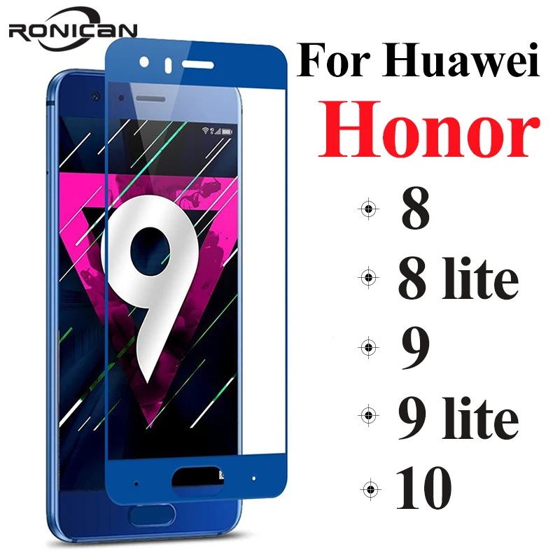 Protector de pantalla de vidrio templado para móvil, cubierta completa para honor 9 lite 9 8 10, huawei 8lite 9 lite